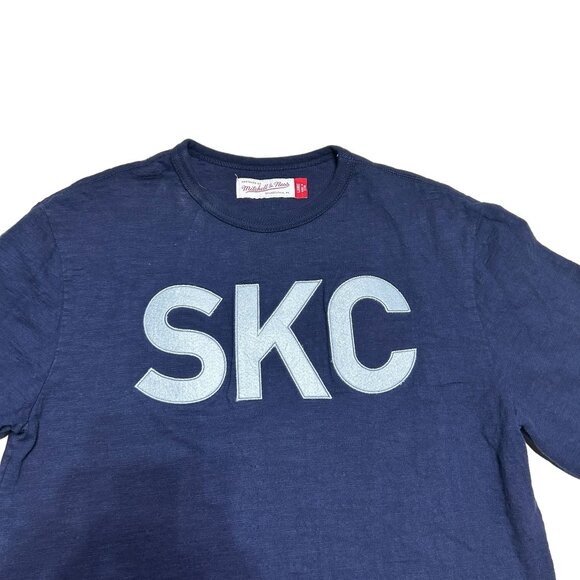 Mitchell & Ness Sporting KC Shirt Adult Large MLS Navy Blue Soccer Long Sleeve - Picture 2 of 10